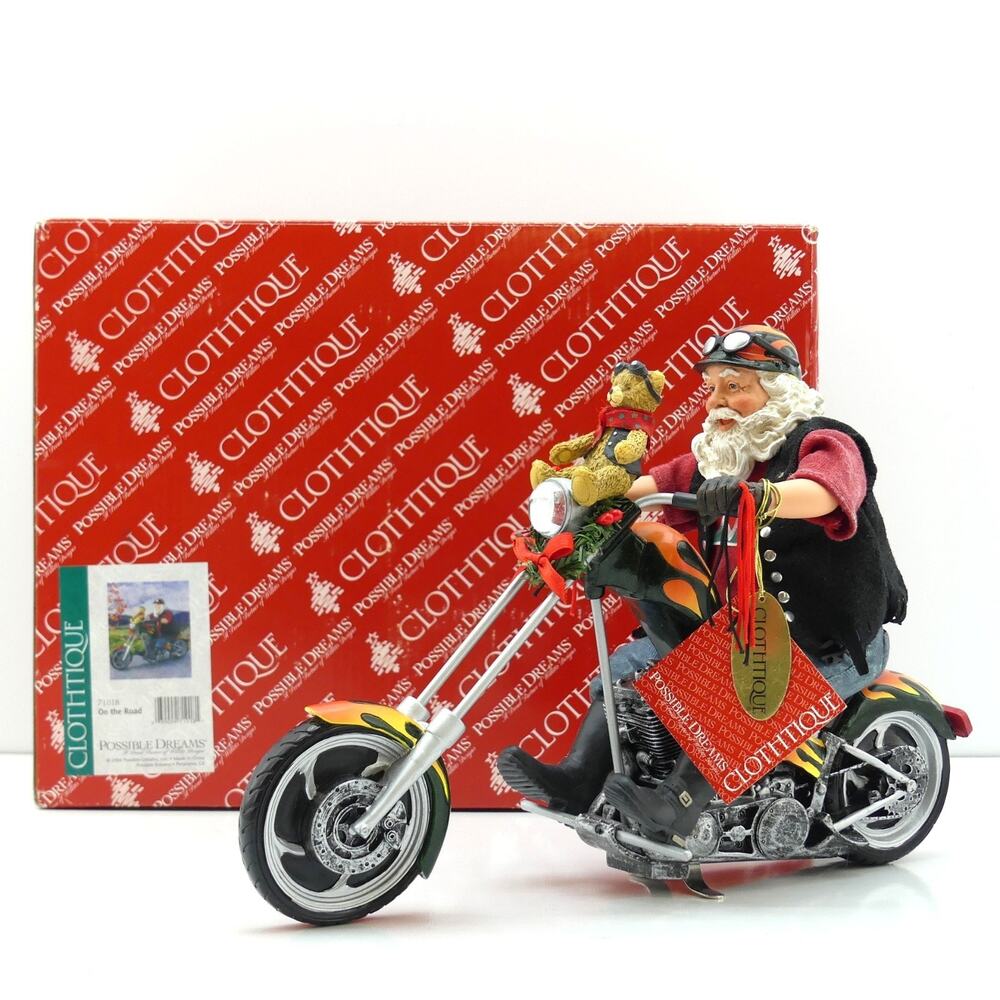 Clothtique Possible Dreams Santa On the Road 71018 Motorcycle Christmas Figurine